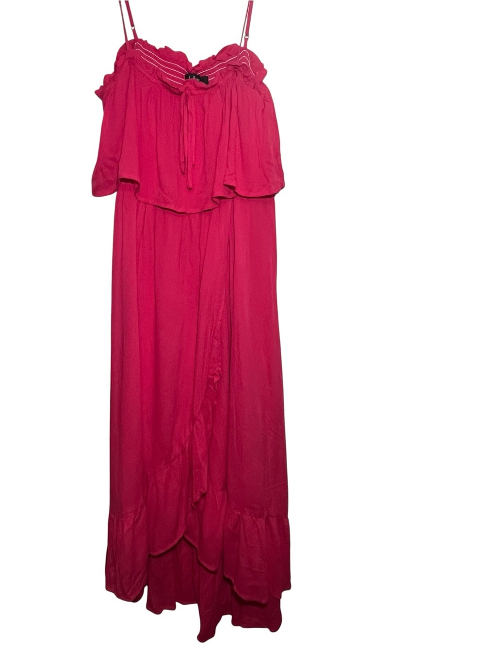 Lulu's Hot Pink Striped Ruffle Dress - Picture 3 of 5